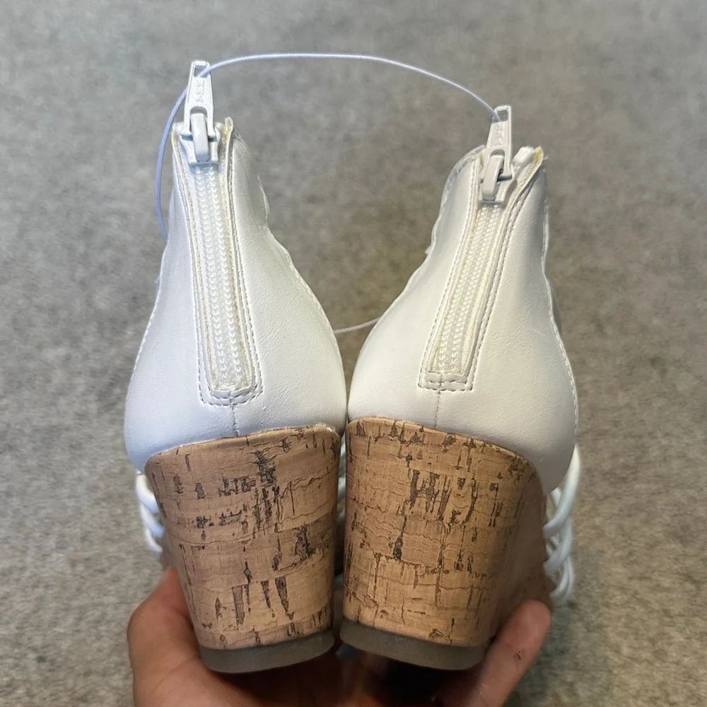 Sonoma White Strappy Cork Wedge Sandals Size 4